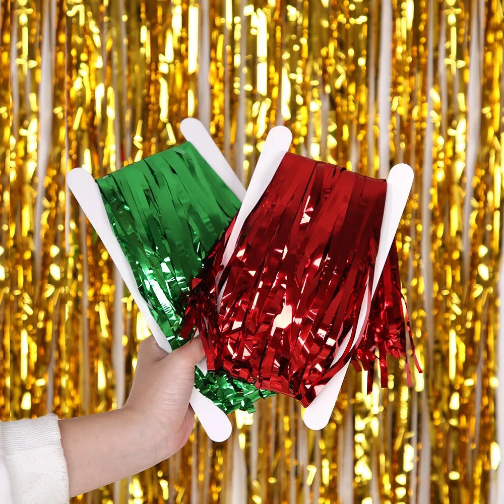 rideau festif rayures vert rouge violet bleu moderne clips guirlande anniversaire mariage festive