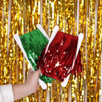 rideau festif rayures vert rouge violet bleu moderne clips guirlande anniversaire mariage festive