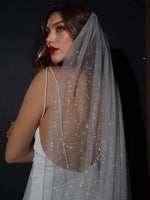 voile mariée blanc paillettes dorées classique bride prom wedding romantique original bohème trendy