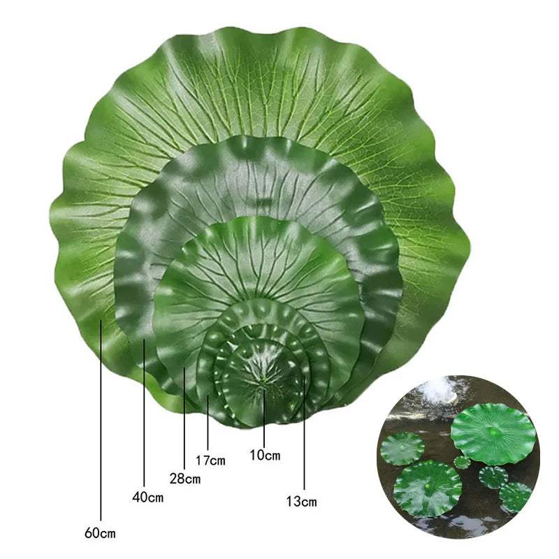 feuilles lotus artificielles extérieures decoration jardin fleur eau verte réalisteextérieur exposition sol