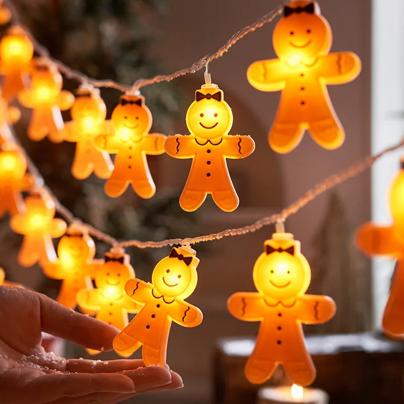guirlande lumineuse noël père noël souriant orange noeuds papillons led festif