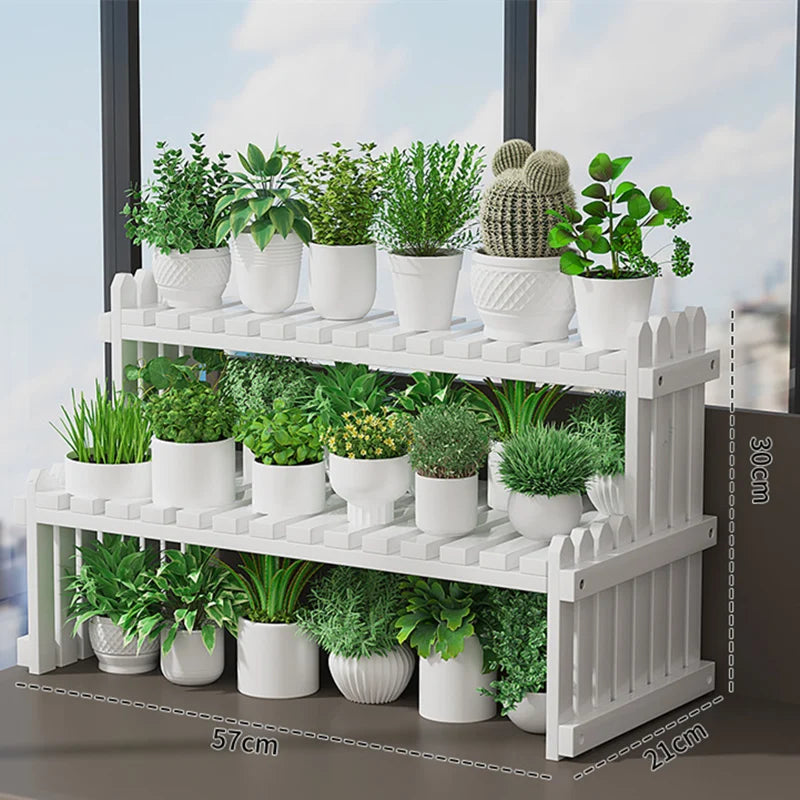 étagère plante bambou moderne simple niveaux naturel hauteur 30cm largeur 57cm