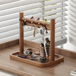 support rangement multifonctionnel bois naturel moderne porte bijoux cosmétiques marron clair sans fixation visible