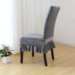 Housse chaise velours coton polyester noir gris classique anti poussière mariage banquete