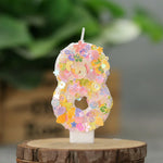 bougies décoratives chiffres fleurs paillettes anniversaire mariage multicolore blanc festive tringle fixe