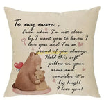 coussin imprimé mère enfant beige décoratif sentimental polyester coton microfibre