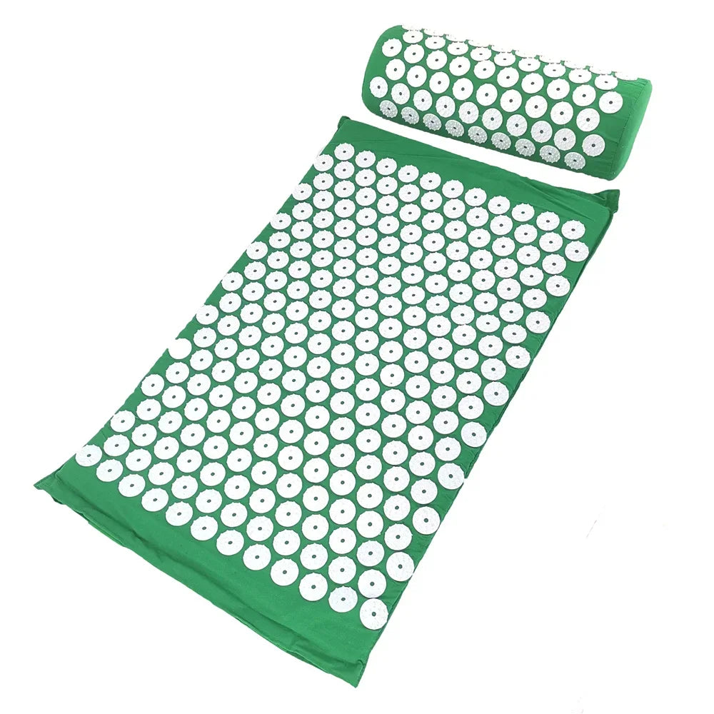 tapis massage acupuncturé violet bleu marine vert rondelles blanches moderne sac rangement