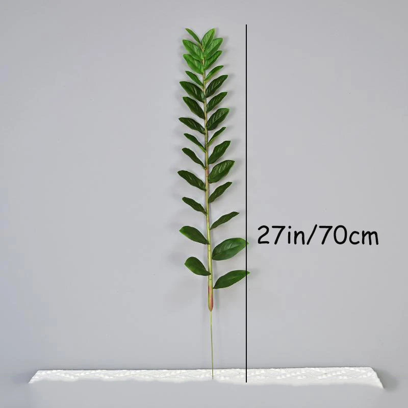 plantes artificielles branches vertes feuilles simples extérieur moderne pot blanc exposé