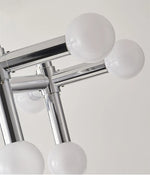 Suspension lumineuse moderne sphères translucides chrome blanc 13 têtes LED