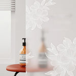 rideau douche blanc floral transparent moderne anneaux suspension 180cm