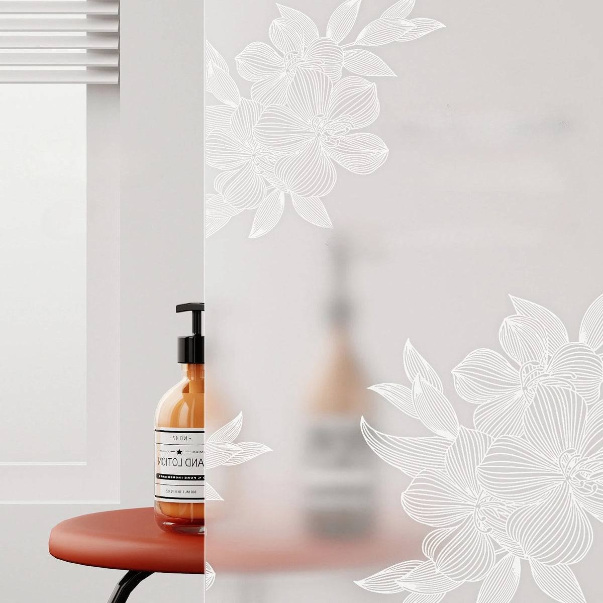 rideau douche blanc floral transparent moderne anneaux suspension 180cm