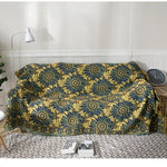 couverture coton tournesol bleu vintage portable anti boulochage printemps automne pique nique maison