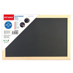 tableau noir vintage mural suspendu tringle bois opaque couleur noir beigeclair matériau