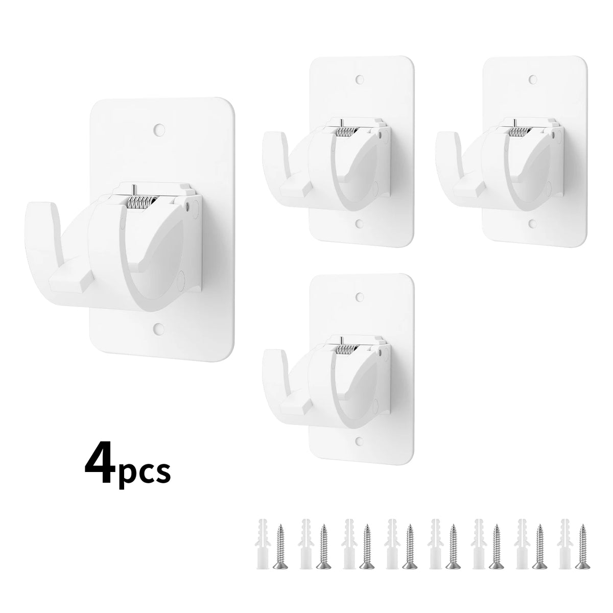 crochet mural adhésif blanc moderne 4pcs 8vis 8tiges fixations rideaux douceur