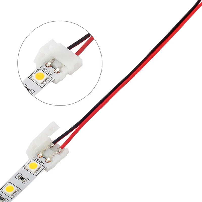 connecteurs led bande broches blanc rouge noir 8mm 10mm adhésifs modernes 20 pièces
