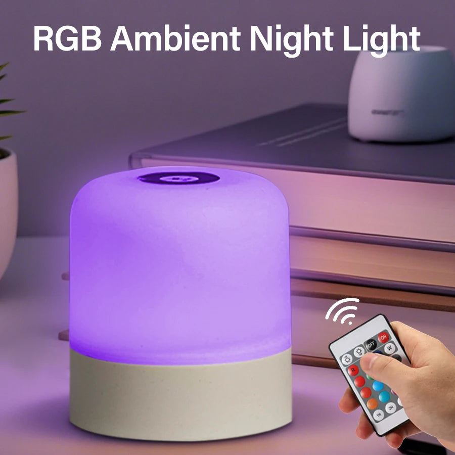 lampe table led rechargeable 16 couleurs télécommande variateur intensité tactile moderne blanc gris