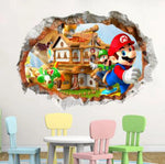 stickers muraux 3d super mario personnages cartoon bleu rouge vert jaune