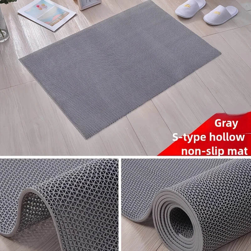tapis anti dérapant gris pvc motif géométrique moderne adhésif salle bain cuisine