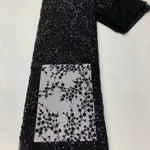 tissu dentelle sequins motifs floraux polyester translucide élégant noir blanc rose vert bleu marine