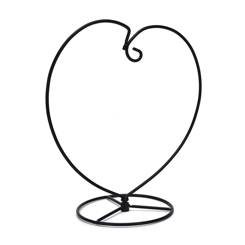 support globe verre terrarium forme coeur métal fil fer tressé noir