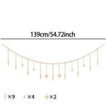 guirlande décorative boho coeurs flèches clips bois naturel doré rustique