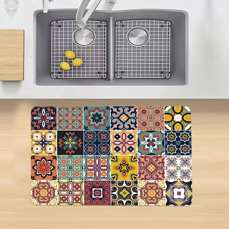 tapis sol multicolore moderne patchwork floral géométrique antidérapant extérieur intérieur salon entrée