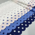 ruban dentelle coton blanc rose bleu classique 15cm opacité décoration points découpés bricolage couture