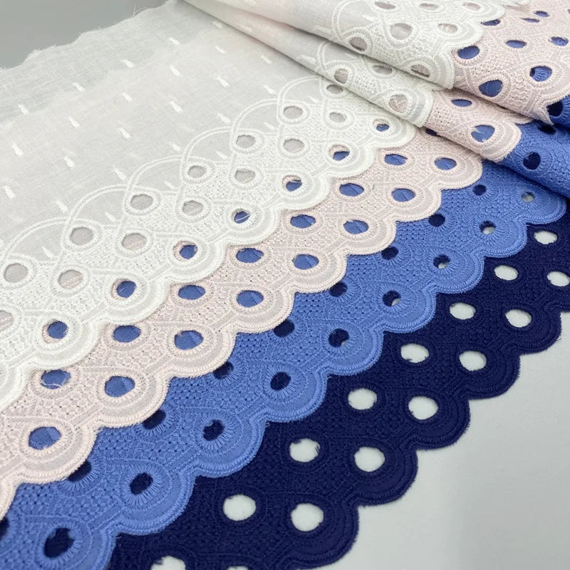 ruban dentelle coton blanc rose bleu classique 15cm opacité décoration points découpés bricolage couture