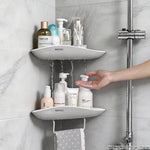 étagère salle bain blanc adhésive imperméable abs moderne porte serviettes triangulaire