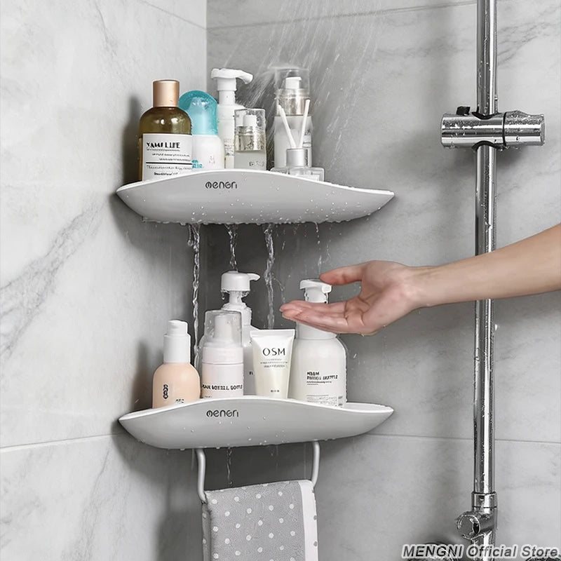 étagère salle bain blanc adhésive imperméable abs moderne porte serviettes triangulaire