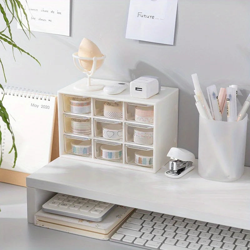 rangement modulaire tiroirs blancs motifs floraux kawaii transparent opaque journaling minimaliste