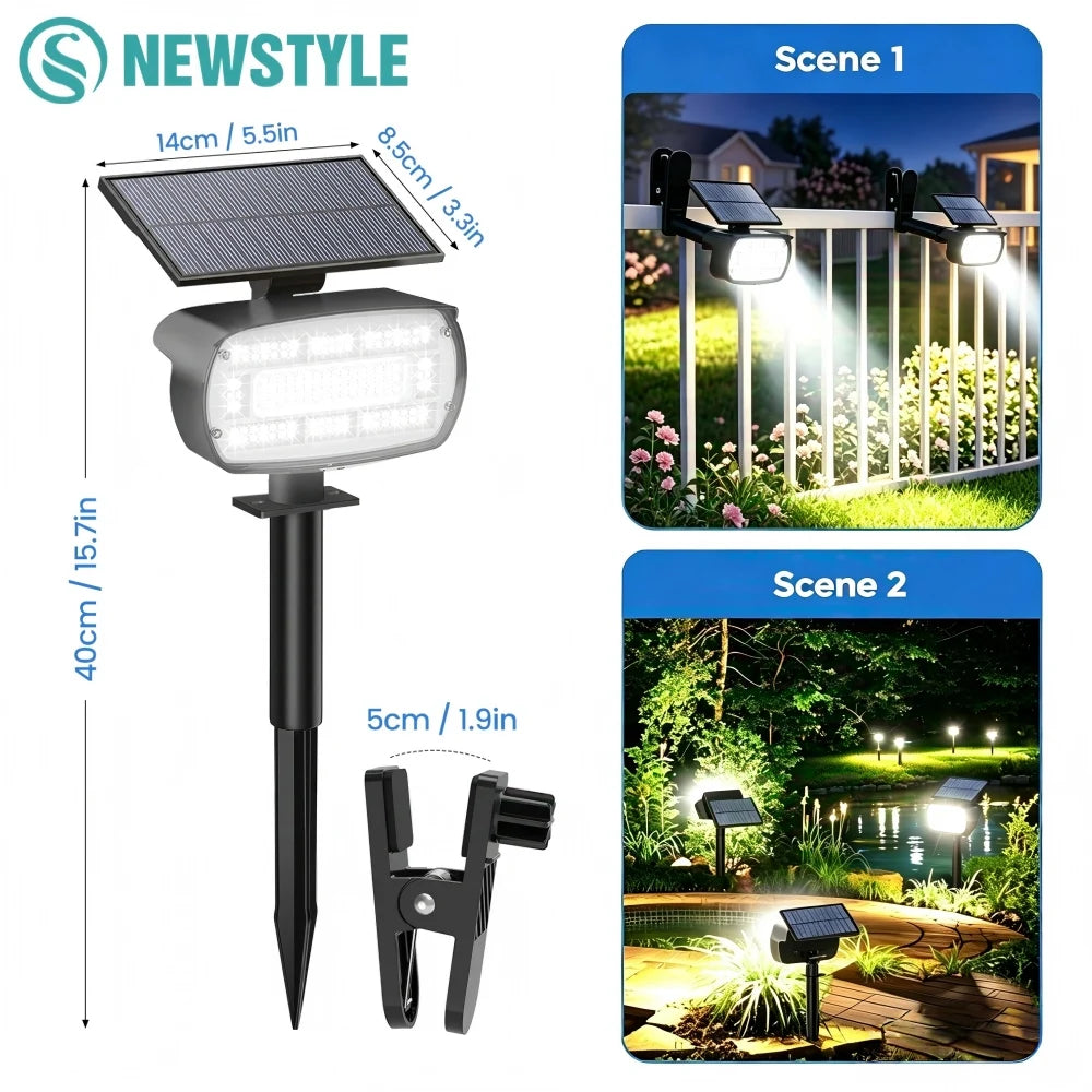 projecteur solaire clip led 136 ip65 mode contemporain jardin alléeextérieur