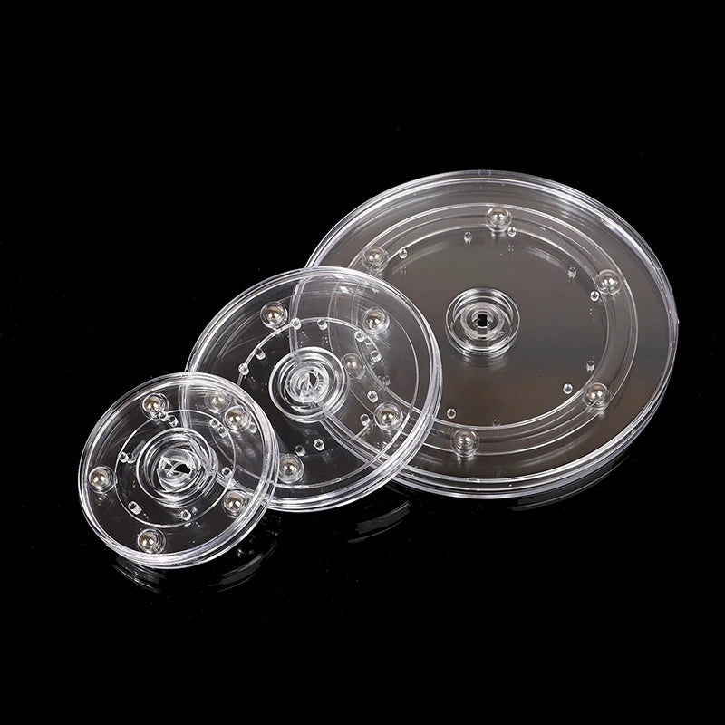 support disque transparent moderne rotatif 360 degrés sections rondes différentes tailles