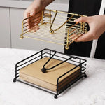 porte serviettes moderne noir blanc papillon papier opacité décoratif tiroir rangement organisateur table manger