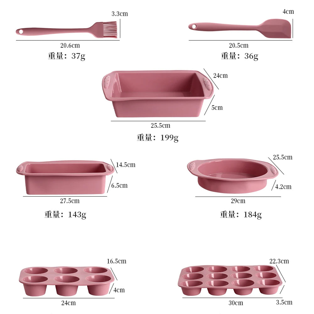 moules gâteaux silicone spatule pinceau pâte set rose clair modernes cuisine