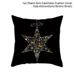 housse coussin noël motifs cerfs flocons étoiles or noir festive decoration fixations