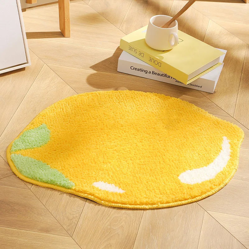 tapis décoration maison jaune rose orange blanc dessin animé souriant imperméable salle bain porte