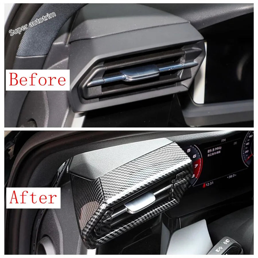 cache climatisation noir fibre carbone moderne audi a3 8y 2021 2024intérieur abs