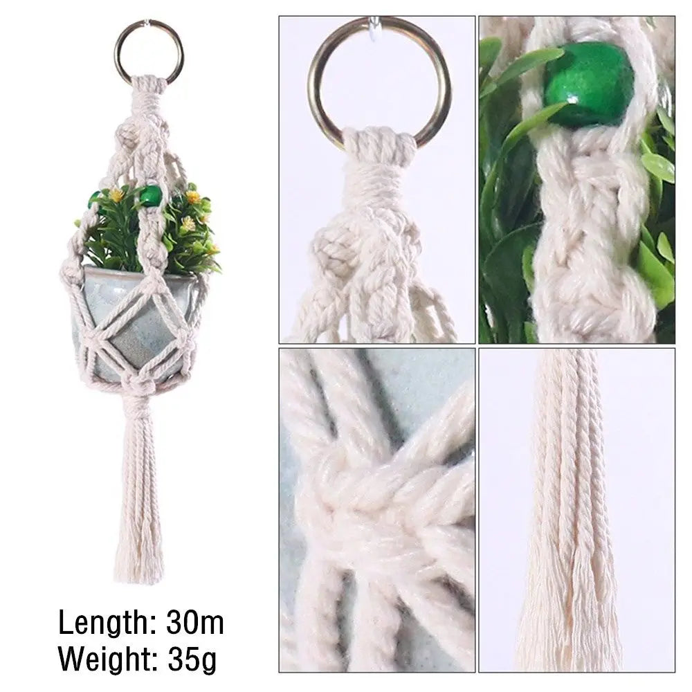 support plante suspendue macramé blanc cassé artisanal anneau métallique pot plante balcon jardinintérieur