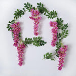 guirlande fleurs artificielles violettes blanches oranges rouges bleues jaunes feuilles vertes naturel intérieur 180cm