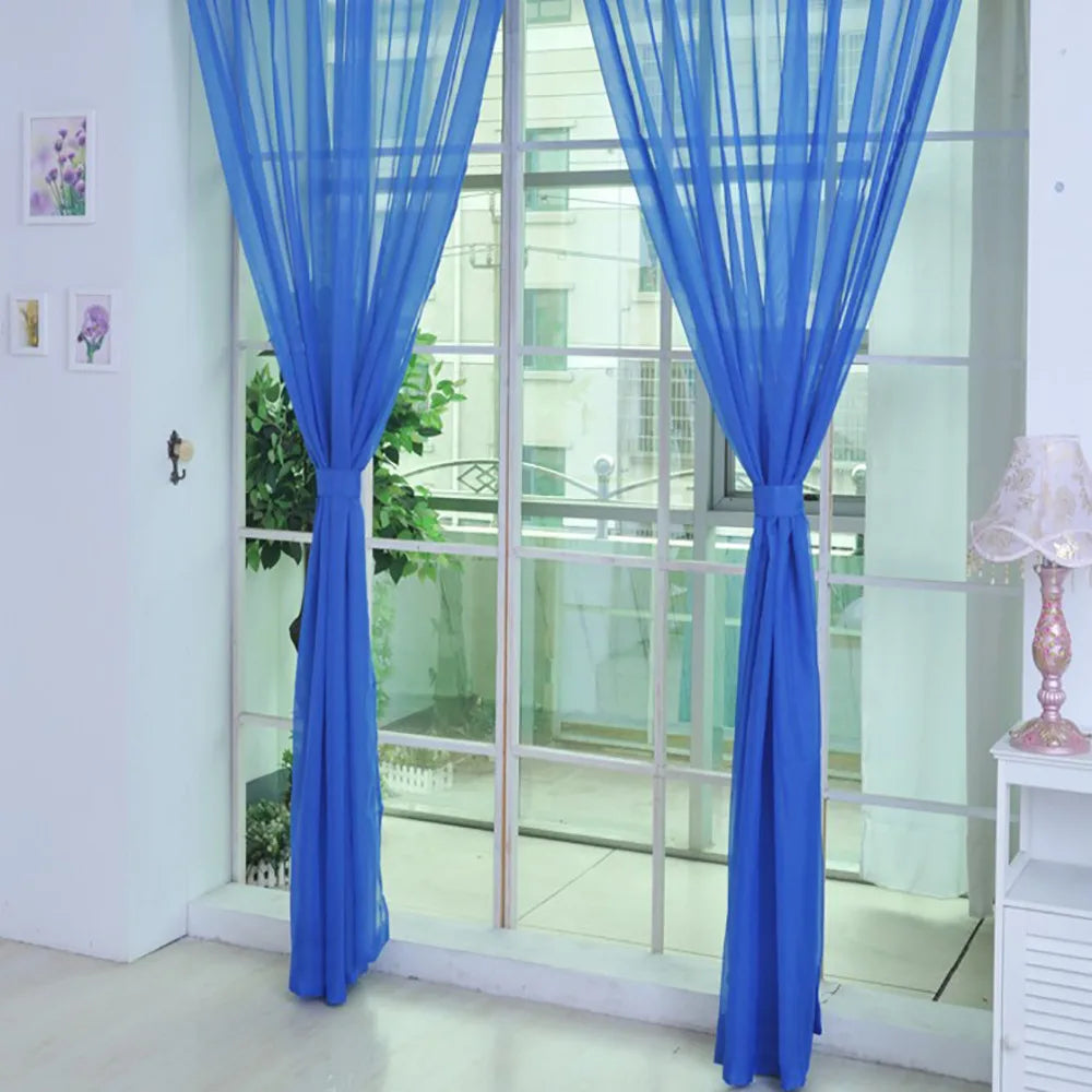 rideaux voile transparents décoratifs noir bleu rose rouge maison bord étroit