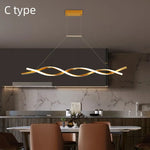 suspension lumineuse moderne ondulée clips noir blanc doré