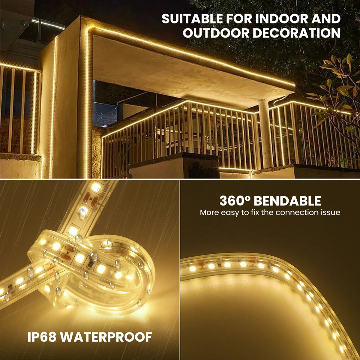 ruban led solaire flexible blanc moderne clips contrôleur panneau solaire étanche ip67