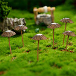 piquets decoratifs jardin metal forme champignons retro decoration exterieure printemps amusants miniatures marron gris