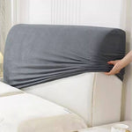 housse tête lit polyester elastane texture carreaux gris moderne fixation