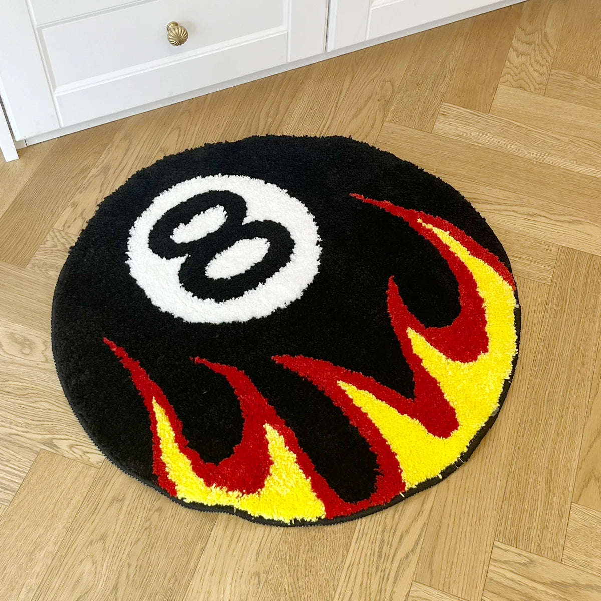 tapis flammes chiffre moderne noir blanc rouge jaune anti dérapant intérieur extérieur voyage cuisine
