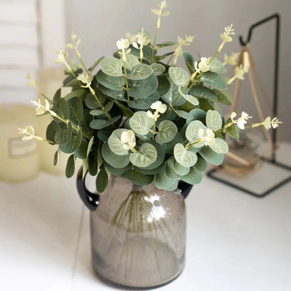 feuilles eucalyptus artificielles soie decoration intérieure extérieure vertes moderne minimaliste naturel élégant événement maison