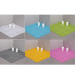 tapis salle bain blanc bleu turquoise vert gris jaune rose moderne minimaliste petits trous