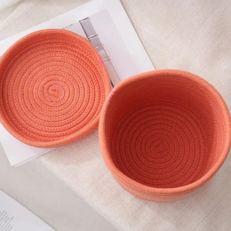 boîtes rangement réutilisables tissu spirale couleur orange rose jaune blanc modernes jouets articles divers