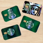 autocollants carte bancaire effet laser logo starbucks vert noir holographique anti rayures